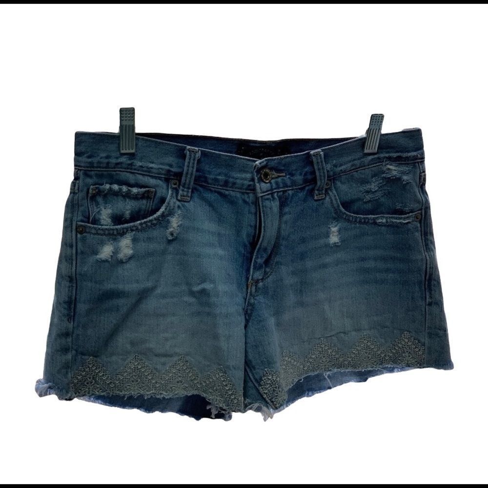 Lucky Brand The Cut Off Raw Hem Embroidered Shorts